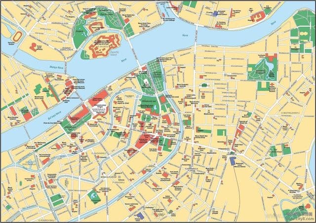 サンクトペテルブルク市中心部の地図
