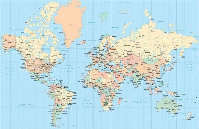 世界地図上のサンクトペテルブルクの位置
