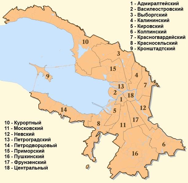 サンクトペテルブルク地区の地図