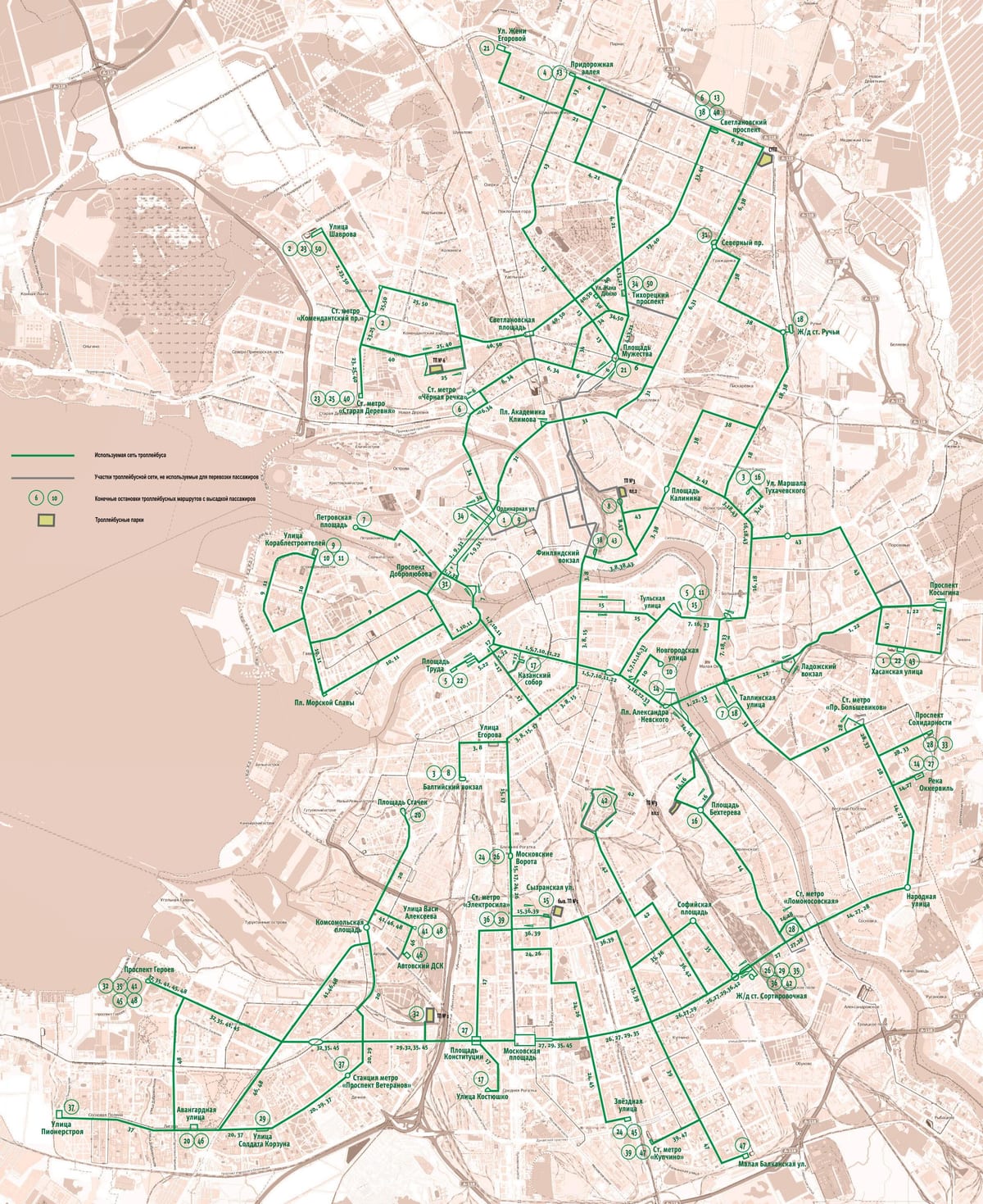 サンクトペテルブルクのトロリー駅の地図